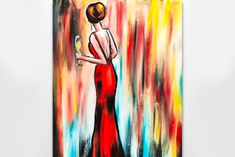 Paint Nite: Red Dress and Champagne
